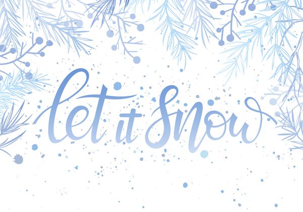 کریسمس و سال نو تایپوگرافی آن برف را با دست کشیده شده با برف و براق و عناصر گل طرح کارت های سال نو برای چاپ فلیکر کارت دعوت نامه و غیره مناسب است