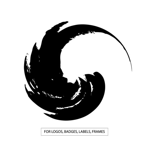 شکل دایره ای دست کشیده شده برچسب عناصر طراحی لوگو موج انتزاعی برس نماد سیاه آنسو زین تصویر برداری