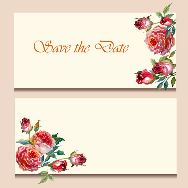 آبرنگ گل رز کارت پستال دست ساز