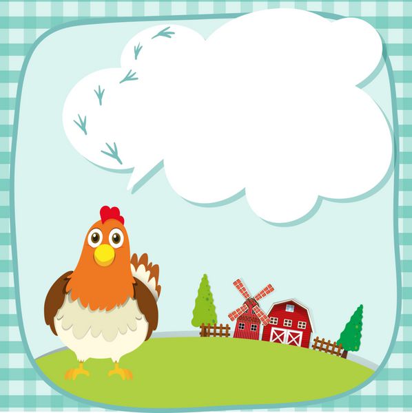 طراحی مرزی با مرغ در تصویر مزرعه