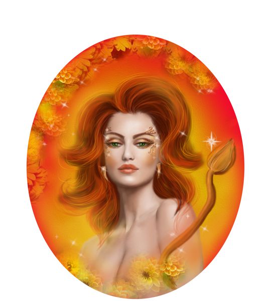 لوگو Horoscope Zodiac زن زیبای فانتزی