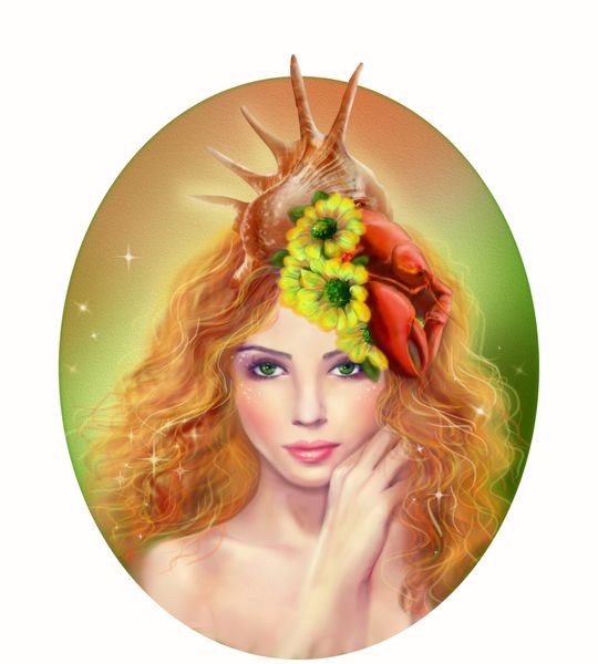 زودیاک Horoscope سرطان زن زیبای فانتزی