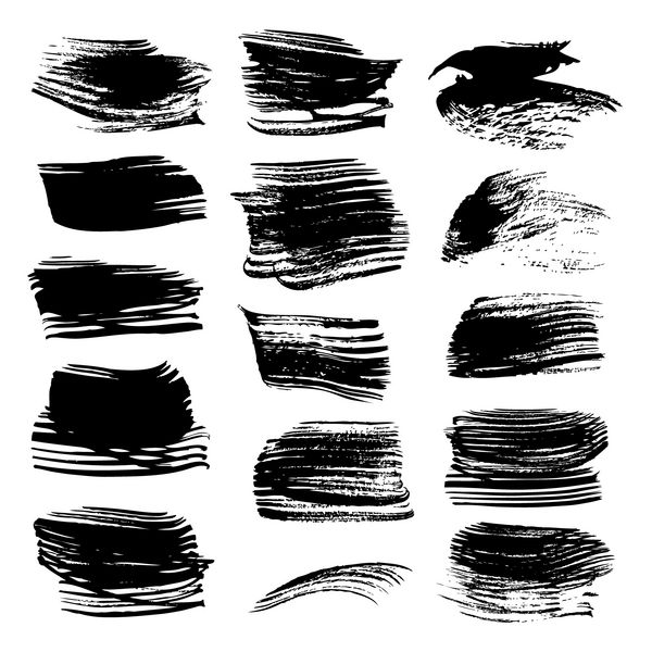 مجموعه ای از سکته مغزی سیاه و سفید جدا شده بر روی زمینه سفید