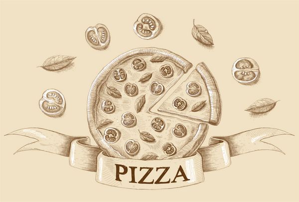 طراحی برداری بردار پیتزا پیتزا فروشی تخته سیاه