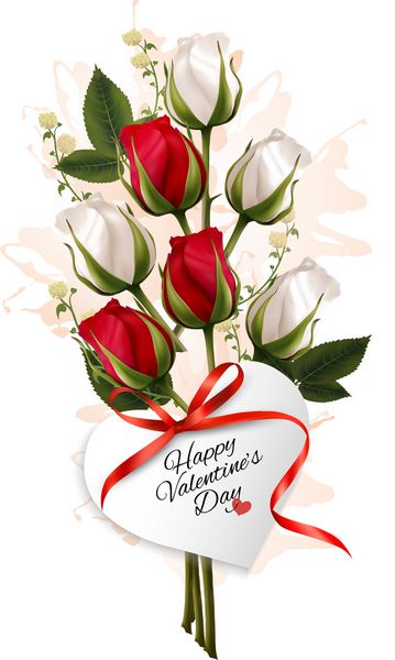 Bouquet of red and white roses Valentine