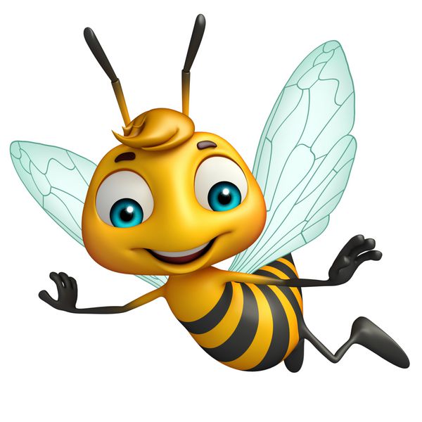 تصویر 3D ارائه شده از شخصیت کارتون خنده دار زنبور عسل
