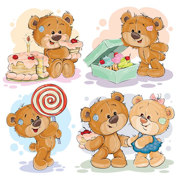 تصاویر خنده دار با خرس عروسکی در موضوع عشق به شیرینی ها