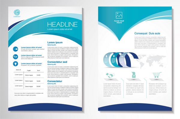 بروشور بروشور طراحی پوستر طرح بندی قالب اندازه A4 صفحه اول و پشت صفحه infographics آسان برای استفاده و ویرایش