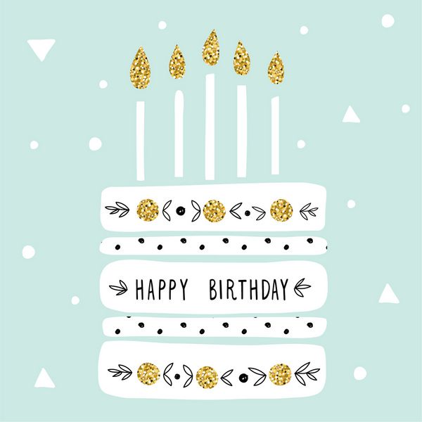 کارت تولدت مبارک زیبا با کیک و شمع تصویر برداری
