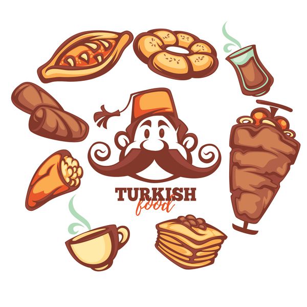 غذای ترکی مجموعه کارتونی برای منو شما