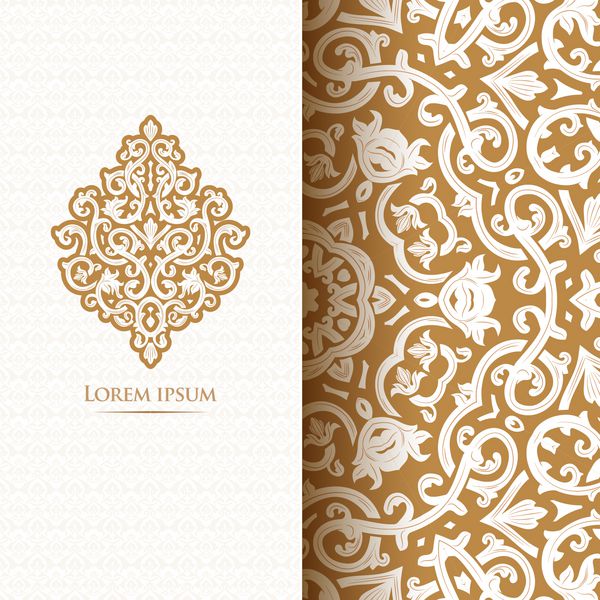 کارت های تزئینی یکپارچهسازی با سیستمعامل یا طراحی دعوت الگوی غنی و دلپذیر عربی با شکوه تفسیر شیک زیبا و مدرن از نقوش اسلامی