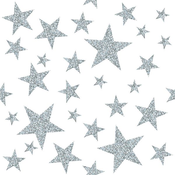 الگوی بدون درز با ستاره های نقره ای در پس زمینه سفید تصویر برداری