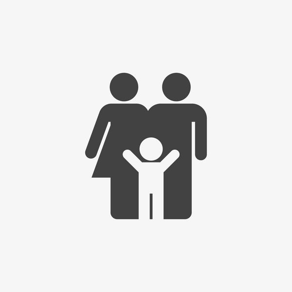 آیکون خانواده در سبک مرسوم مد روز انتزاعی در پس زمینه خاکستری نماد پدر و مادر برای طراحی وب سایت شما لوگو برنامه UI تصویر برداری EPS10