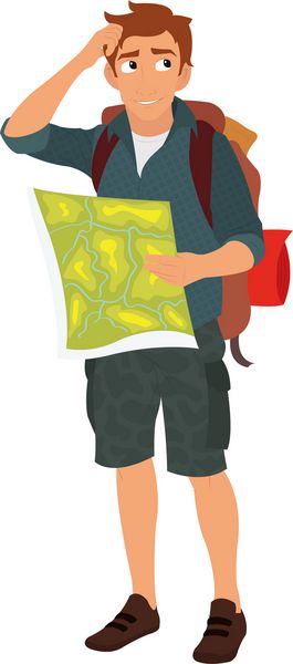 مرد در حال مطالعه یک نقشه در مبارزات انتخاباتی است مسافر با یک نقشه تصویر برداری
