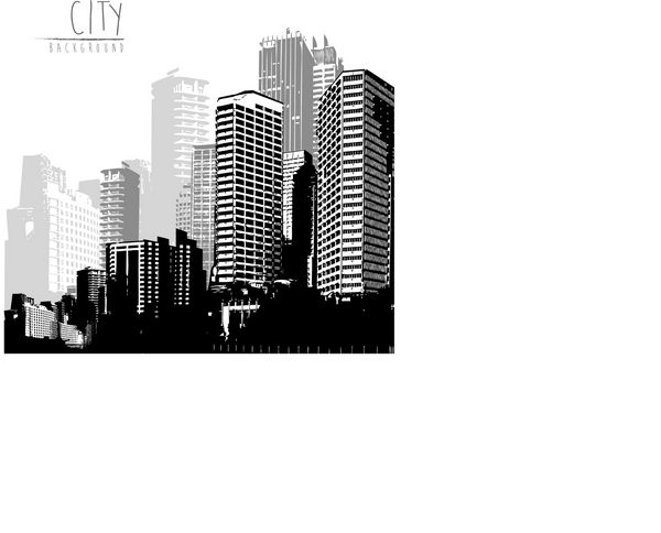 پانورامای سیاه و سفید از منظره شهر با مکان برای متن شما