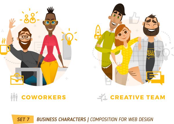 شخصیت های تجاری در دایره عناصر طراحی وب