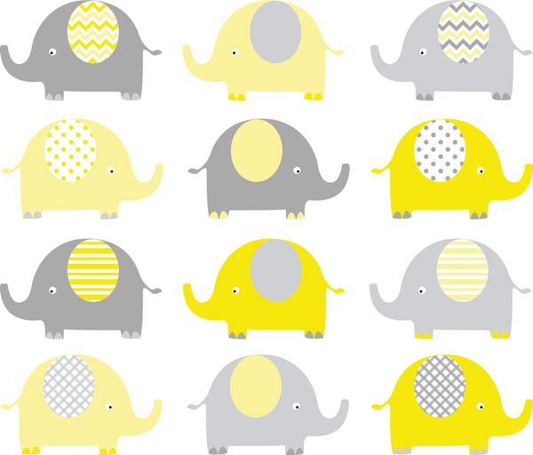 فیل زرد و خاکستری ناز
