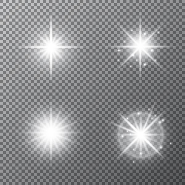 نور درخشان مجموعه ای از اثر نور نقطه بردار soffit اشعه پروژکتور نور ستاره درخشان تزئینی منابع درخشان جزئیات طراحی را در پس زمینه شفاف برجسته کنید