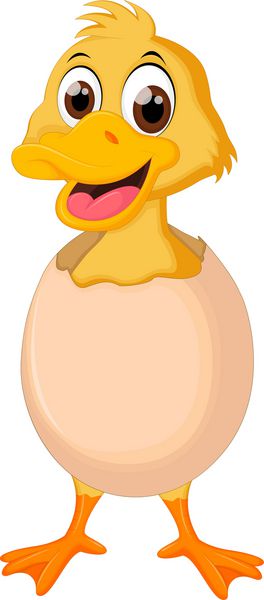 کارتونی اردک ناز بچه بر روی تخم مرغ