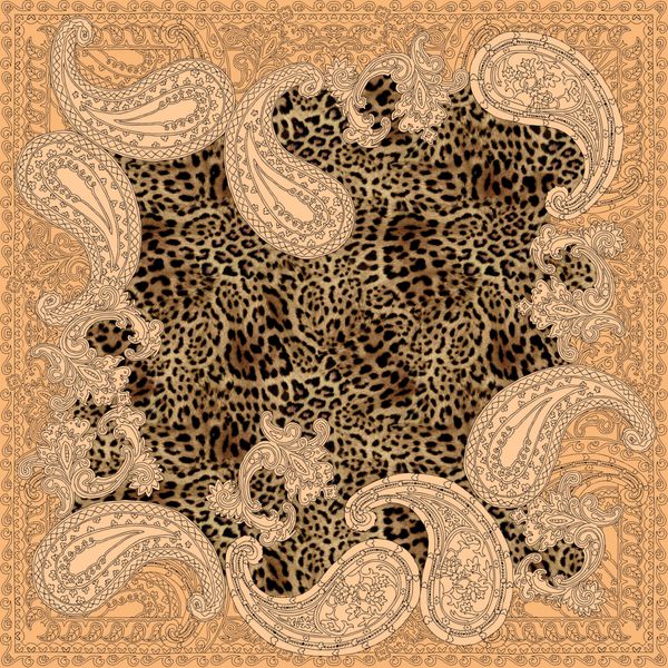 Paisley سنتی تزئینی وحشی الگوی paisley شما می توانید این الگو را در طراحی فرش شال بالش کوسن استفاده کنید الگوی پیتلی لای پرده با ظرافت بژ