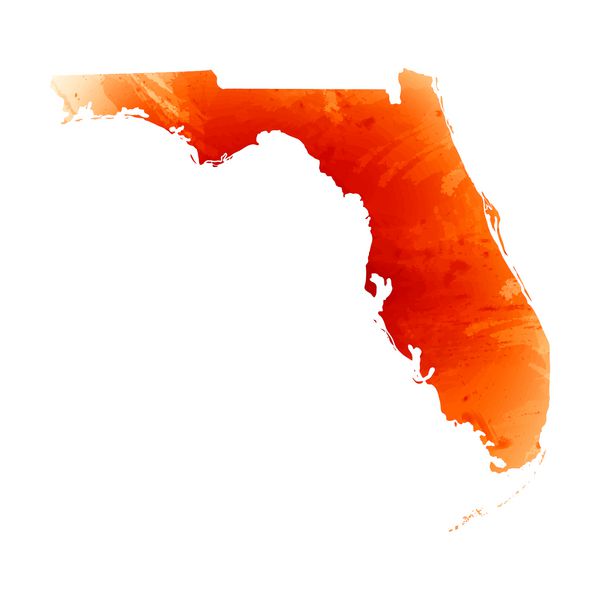 نقشه برداری فلوریدا اثر آبرنگ نارنجی EPS 10 تصویر