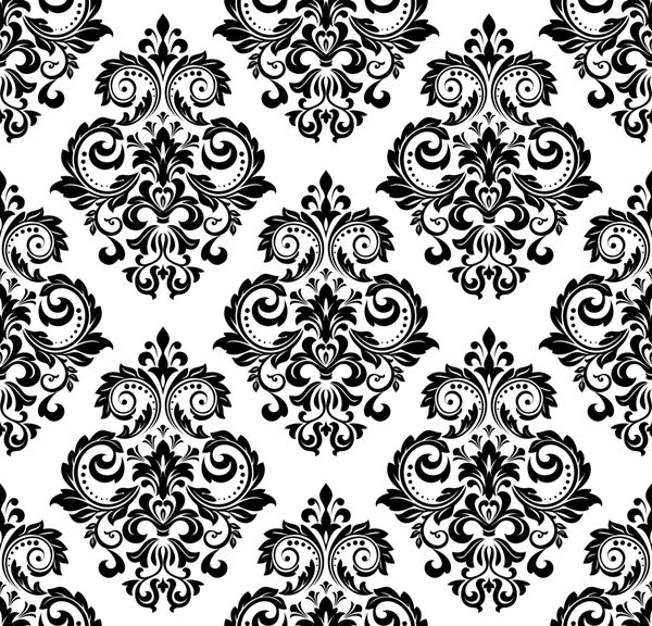 الگوی بدون درز گلدار بدون درز تصویر زمینه سلطنتی گل در پس زمینه سیاه و سفید الگوی گرافیکی مدرن