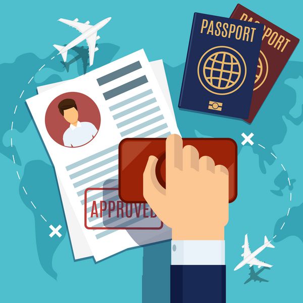 ویزا مهر زنی گذرنامه یا درخواست ویزا سفر مهاجرت مهر تصویر برداری بردار