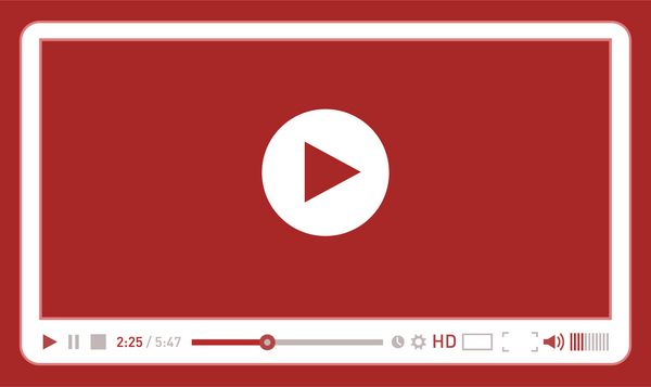 قالب ویدئو پخش قرمز برای برنامه های وب و تلفن همراه سبک صاف تصویر برداری