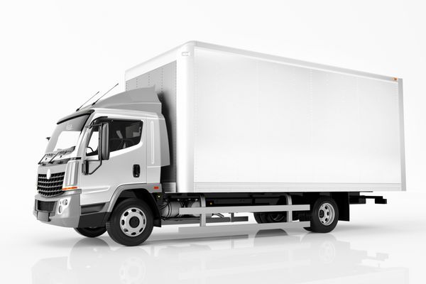 کامیون حمل و نقل تجاری با تریلر سفید خالی طراحی منحصر به فرد عمومی بی نام و نشان خودرو رندر 3D