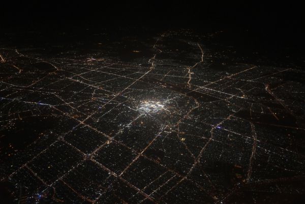 شهر مشهد در شب از بالا عکاسی هوایی ایران