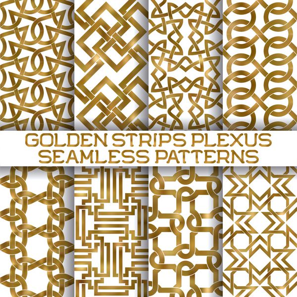 مجموعه ای از طلا خطوط السیر الگوهای بدون درز کاشی پس زمینه تکرار طلایی آکواریوم طلایی از گروه های متقابل