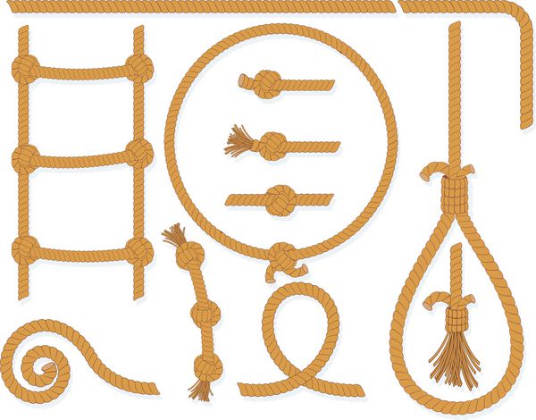 مجموعه طناب پیچ خورده پیچیده عناصر طراحی جداگانه چوبه دار نردبان کابل لسو گره حلقه مارپیچ و غیره طناب بیشتر در گالری من