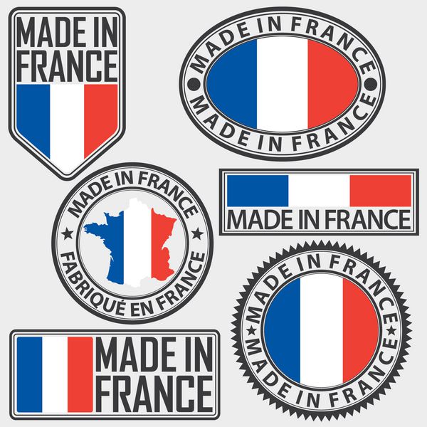 ساخته شده در فرانسه برچسب با پرچم تصویر برداری بردار ساخته شده است