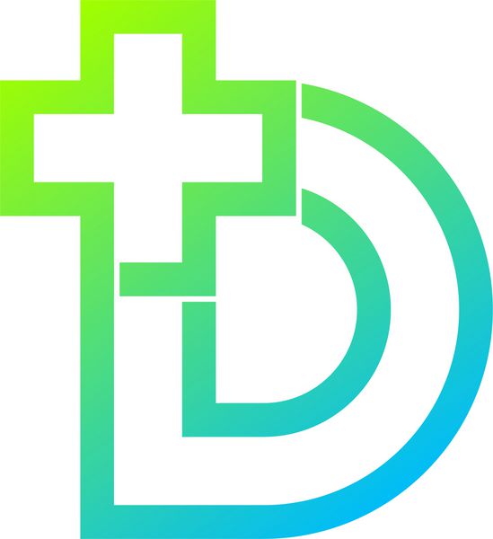 Letter D cross plus logo بیمارستان درمانی پزشکی آرم