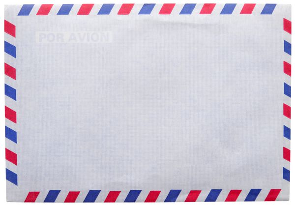 پاکت نامه پست هوایی پرنعمت جدا شده بر روی زمینه سفید