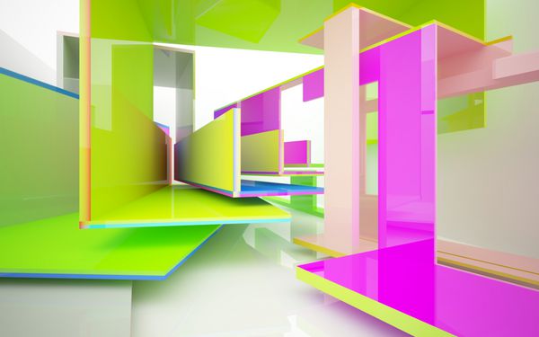 Abstract پویا داخلی با شیب رنگی اشیاء تصویر 3D و رندر