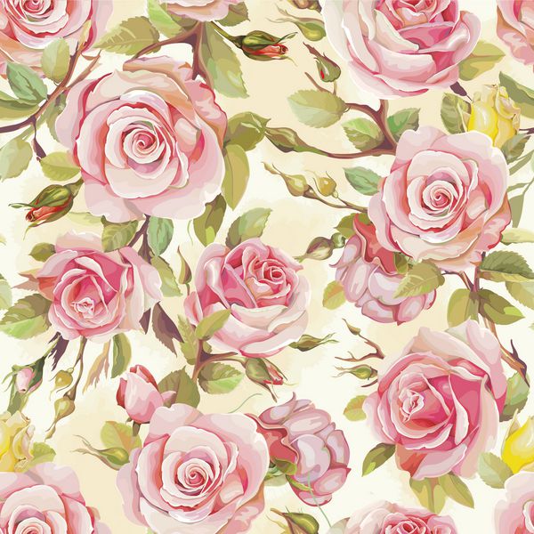 تصویر زمینه الگوی از گل رز صورتی الگوی بدون درز الگوی بدون درز با دسته گل رز قالب گلدار برای طراحی تبریک تصویر برداری eps8