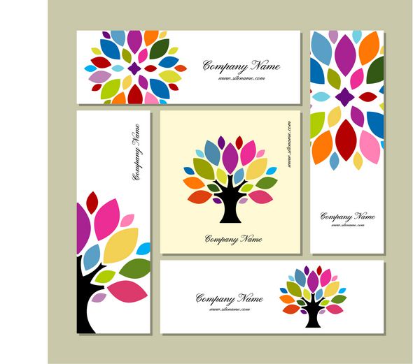 مجموعه کارت های کسب و کار طراحی درخت هنر