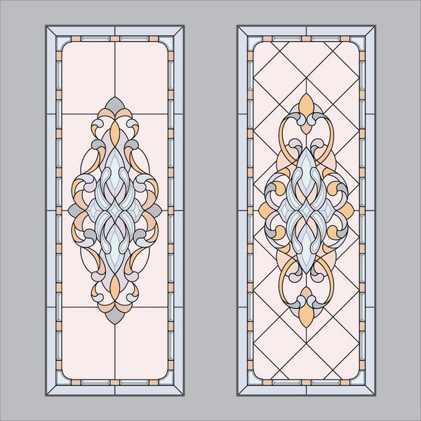 درب های سبک کلاسیک شیشه ای رنگی بردار