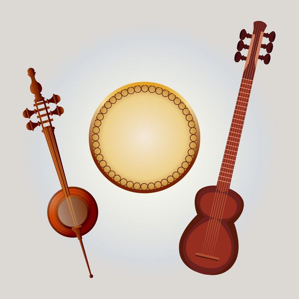 تصویر برداری از ابزار موسیقی محلی آذربایجان سازهای موسیقی مگام