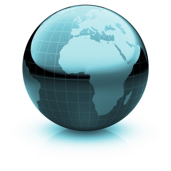مرمر براق جهان با قاره های بسیار دقیق و شبکه جغرافیایی با آفریقا و اقیانوس اطلس روبرو است