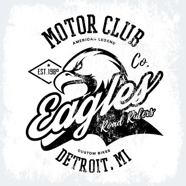 طراحی بردار دایره ای برای موتورسیکلت خلخال آمریکایی میشیگان خیابان دیترویت نشان T-shirt را می پوشاند پرچم وحشی پرنده برجسته نماد مفهوم تصویر