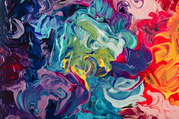 ماکرو نزدیک رنگ های مختلف رنگ روغن اکریلیک رنگارنگ مفهوم هنر مدرن