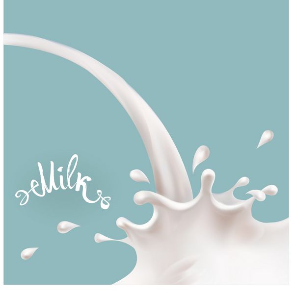 جریان شیر در حال حرکت splashing شیر جدا شده بردار
