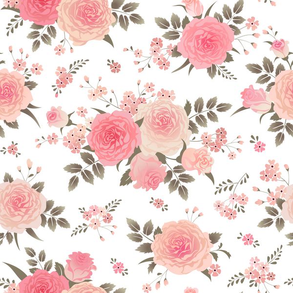 دسته گلهای رز پس زمینه گل بدون درز الگوی بافت برای کاغذ دیواری پارچه کاغذ دیجیتال و غیره الگو سبک شیک