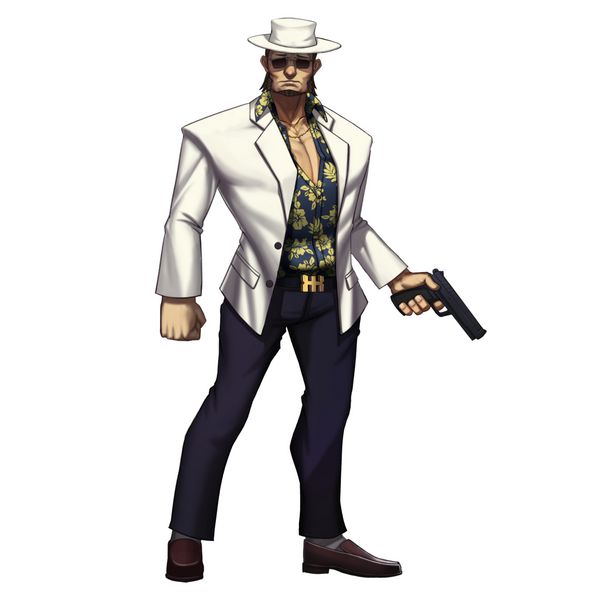 Cool Characters Series Mafia Gangster Cowboy Man with Gun isolated on White Background Video Game