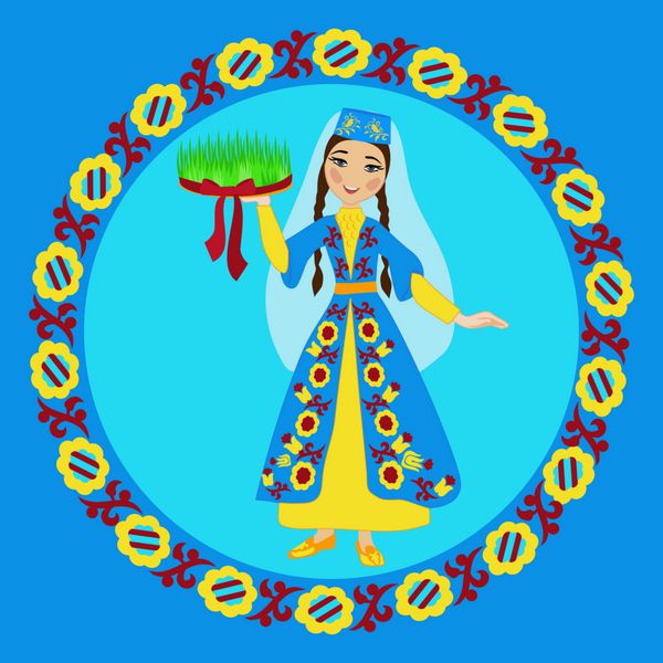 دختر تاتار کریمه در صحنه های عامه پسند نمادهای نوروز در دایره تزئینی