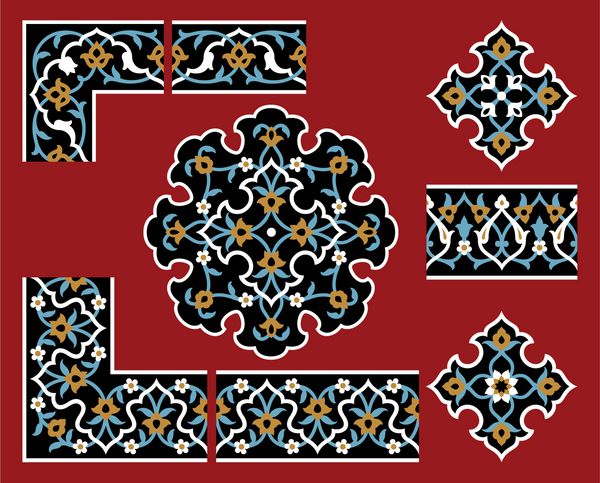 عربی بدون درز مجموعه مرزی طراحی اسلامی سنتی عنصر دکوراسیون مسجد
