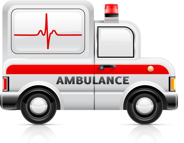 تصویر بردار ماشین آمبولانس جدا شده بر روی زمینه سفید