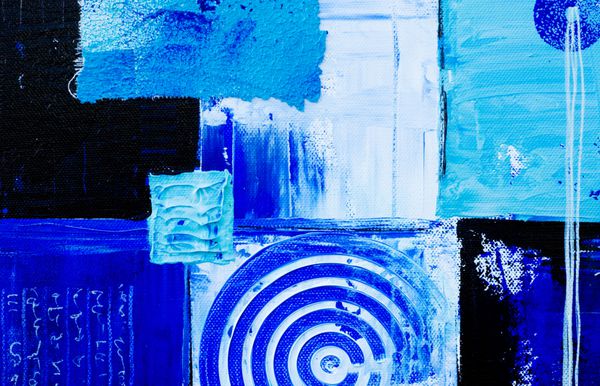 نقاشی انتزاعی آبی آثار هنری توسط خودم ایجاد شده و نقاشی شده است